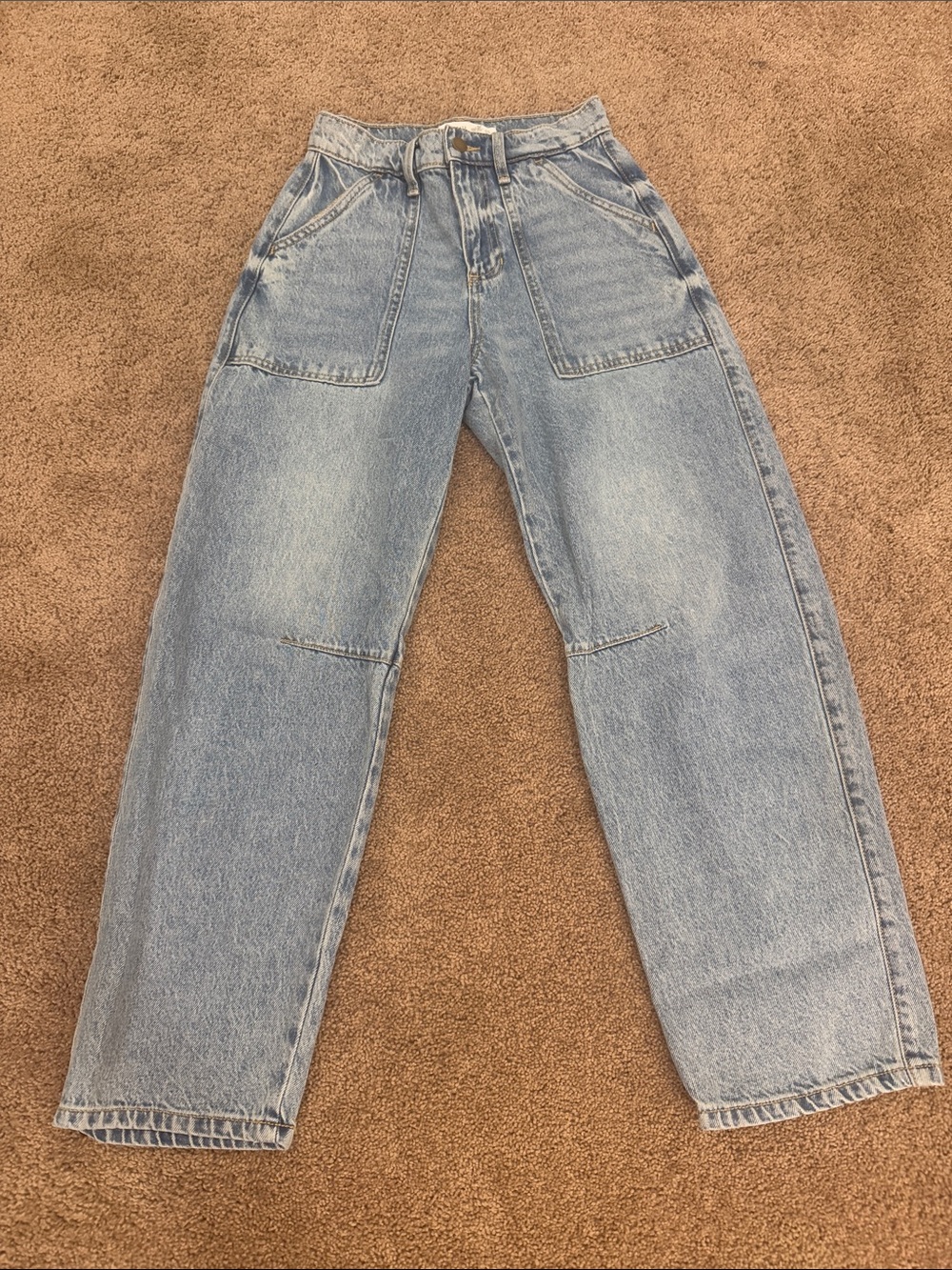 Altar'd State Light Wash Blue Cropped Carpenter Jeans